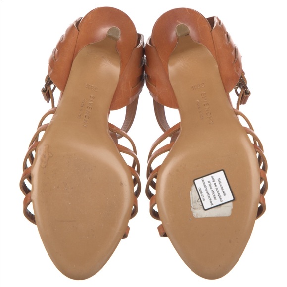 Givenchy leather sandals size 38 1/2 gladiator camel heels - Picture 5 of 5